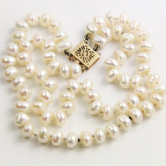 ESTATE PEARL & 14 KT GOLD BRACELET DOUBLE STRAND - Picture 1 of 4